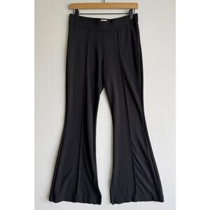 Maeve Anthropologie Split Hem Pull-On Flare Pants Black Stretch Ponte Small Pet.